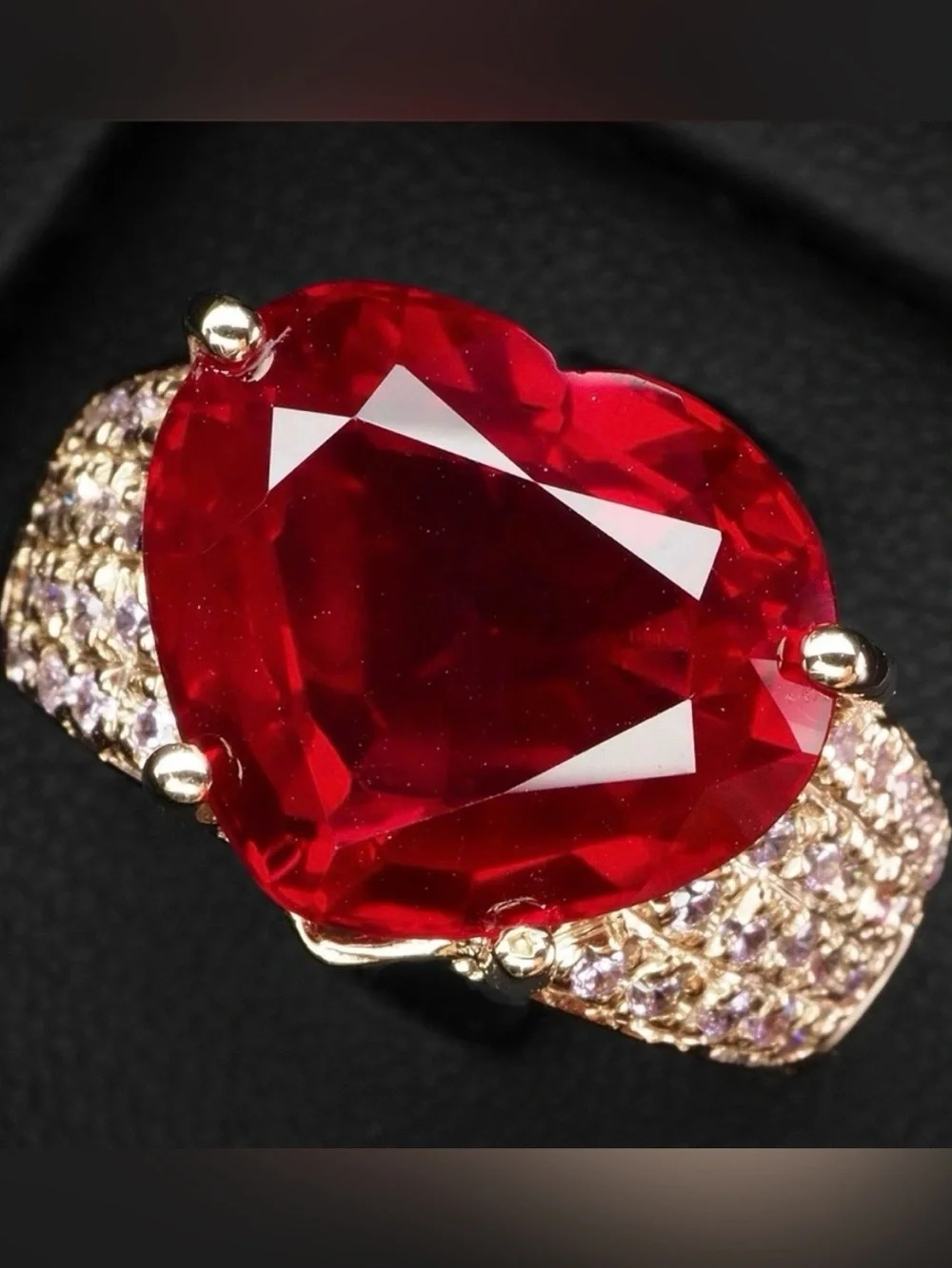 Ruby Heart Pink Sapphire Rose Gold on Silver Ring 7.54ct